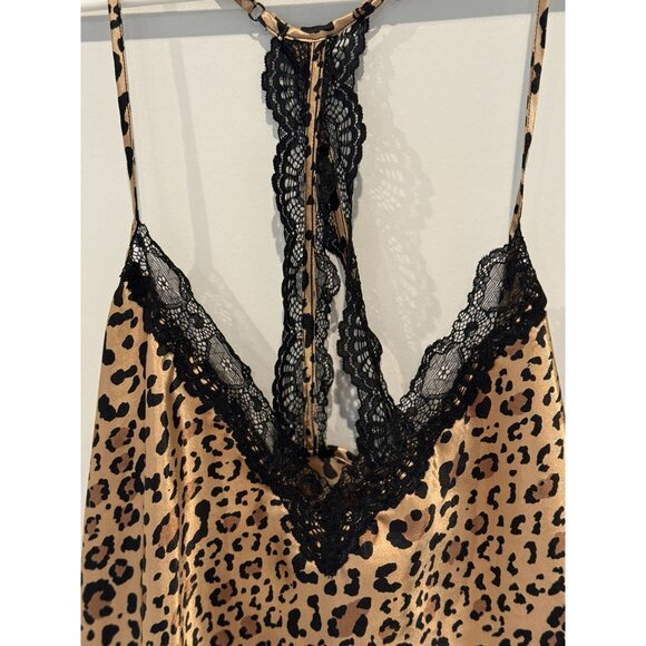 In Bloom By Jonquil Women Satin Pajama Tank Top Plus Size 2X Brown Leopard Print - Picture 4 of 10